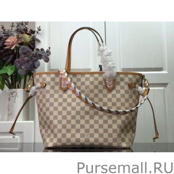 Damier Azur Neverfull MM Bag With Braided Strap N50047 - Image 3