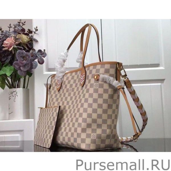 Damier Azur Neverfull MM Bag With Braided Strap N50047 - Image 10