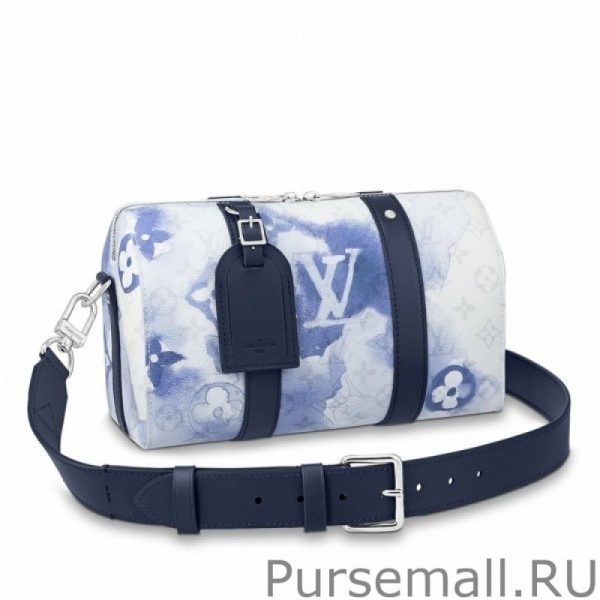 City Keepall Bag Monogram Watercolor Blue M45757