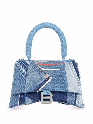 Balenciaga logo-print denim satchel bag