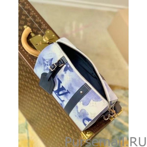City Keepall Bag Monogram Watercolor Blue M45757 - Image 2