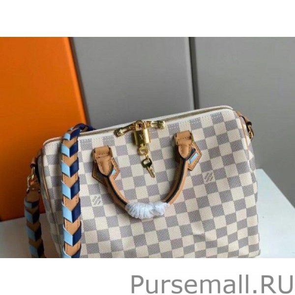 Damier Azur Speedy Bandouliee 30 With Braided Strap N50054 - Image 4