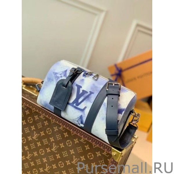 City Keepall Bag Monogram Watercolor Blue M45757 - Image 4