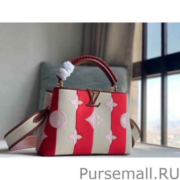 Capucines BB Bag In Striped Canvas M57734 - Image 5