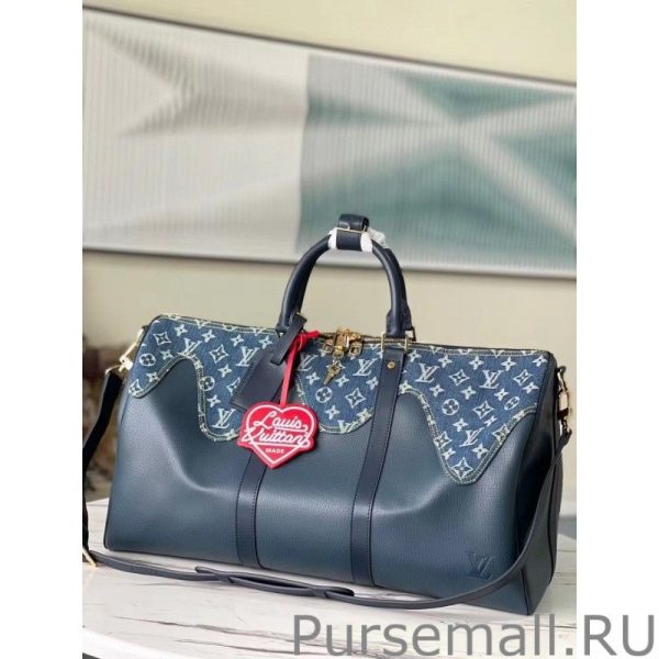 Keepall Bandouliere 50 Leather Denim M45975 - Image 5