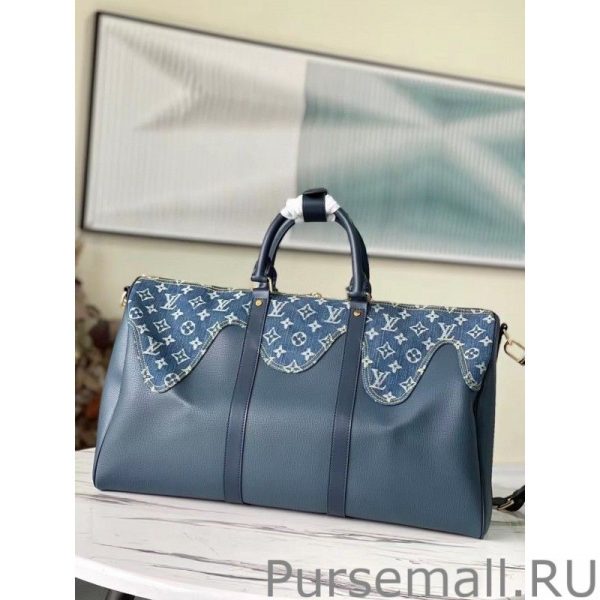 Keepall Bandouliere 50 Leather Denim M45975 - Image 6