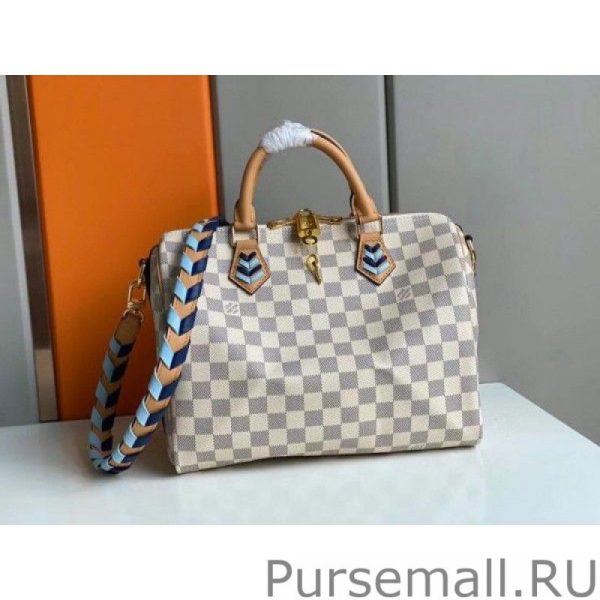 Damier Azur Speedy Bandouliee 30 With Braided Strap N50054 - Image 6