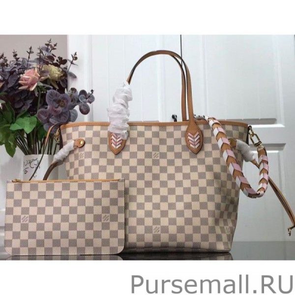 Damier Azur Neverfull MM Bag With Braided Strap N50047 - Image 7