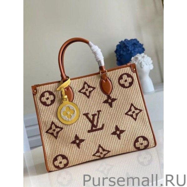 OnTheGo MM Bag In Raffia With Brown M57707 - Image 9