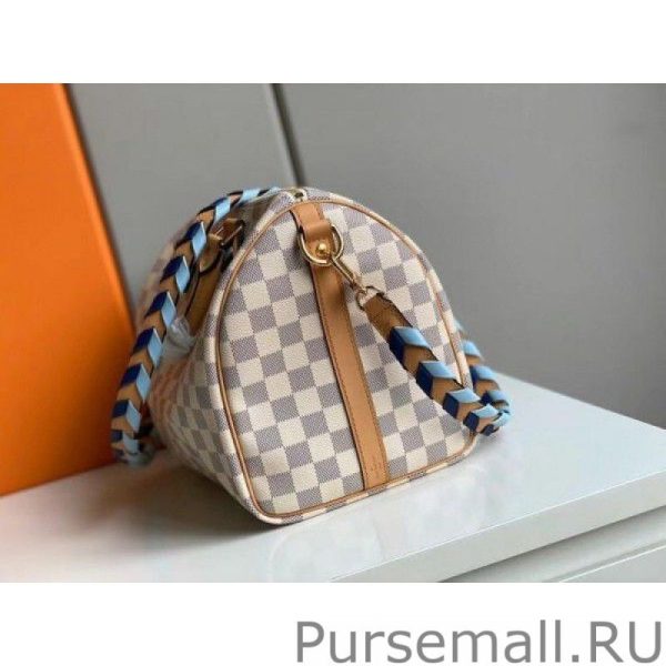 Damier Azur Speedy Bandouliee 30 With Braided Strap N50054 - Image 9
