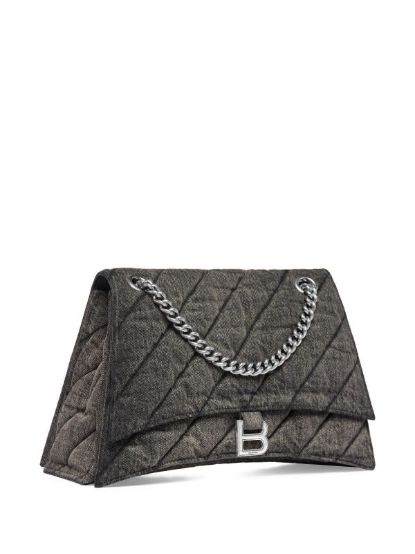 Balenciaga medium Crush denim shoulder bag - Image 2