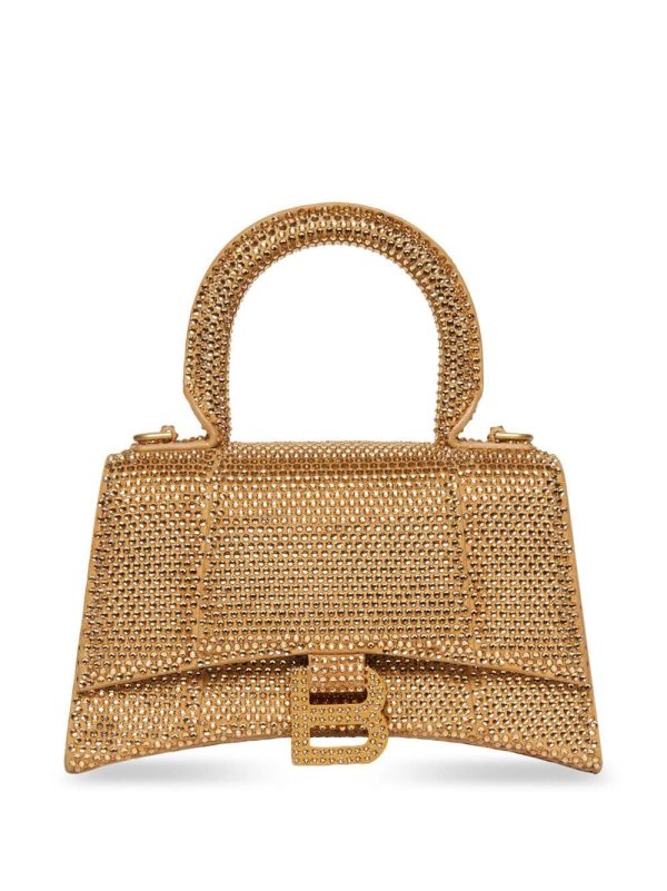 Balenciaga S Hourglass crystal-embellished suede crossbody bag