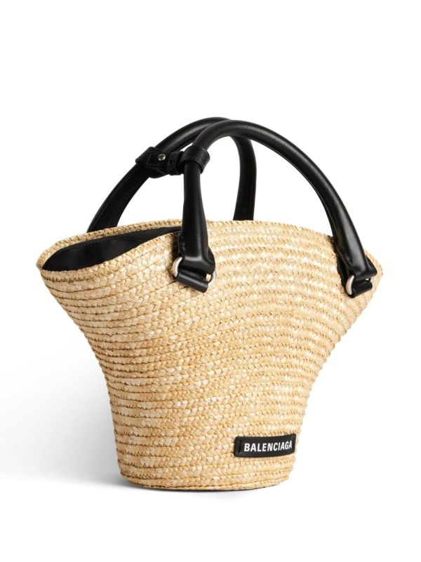 Balenciaga mini braided-raffia tote bag - Image 3