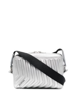 Balenciaga logo-print leather camera bag