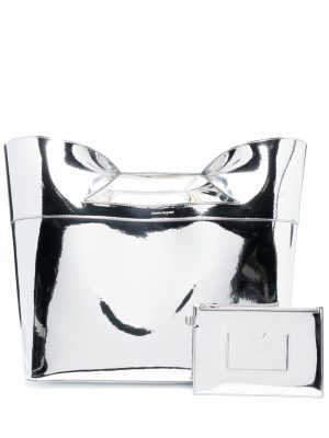 Alexander McQueen The Bow metallic leather tote bag