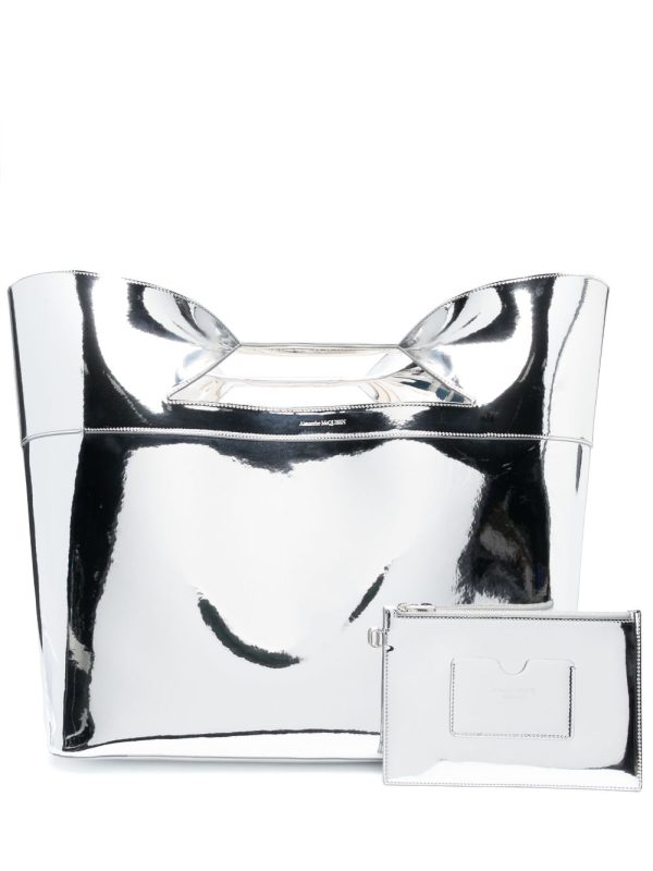 Alexander McQueen The Bow metallic leather tote bag