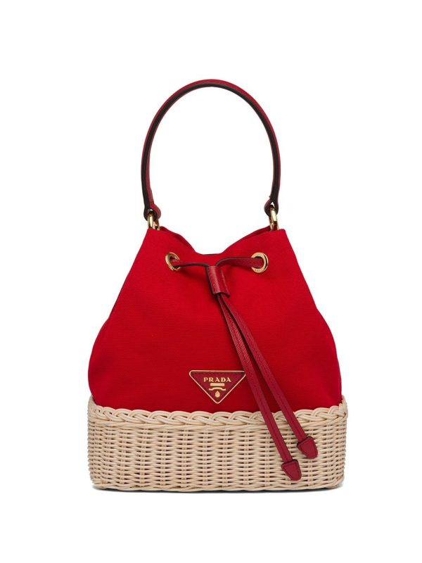 Prada wicker bucket bag