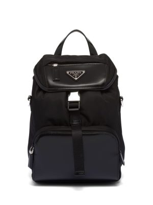 Prada triangle-logo panelled backpack