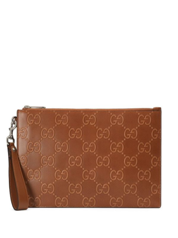 Gucci GG embossed leather pouch