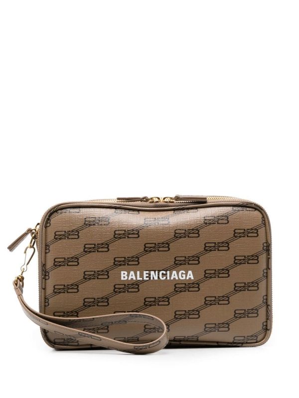 Balenciaga BB-print leather clutch bag