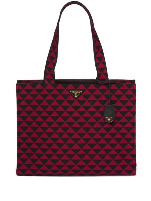 Prada large Symbole embroidered tote bag