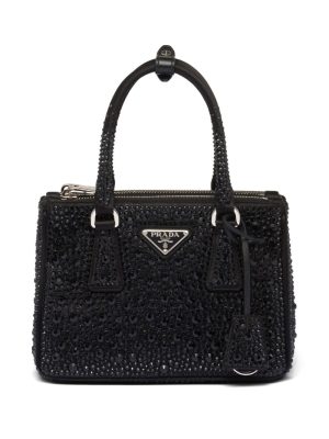 Prada Galleria crystal-embellished satin mini bag