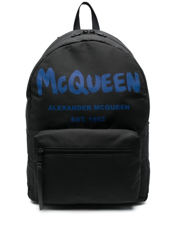 Alexander McQueen logo-print two-tone backpack