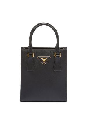 Prada triangle-logo Saffiano-leather tot