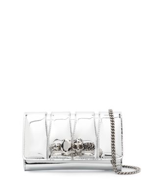Alexander McQueen Four-Ring patent finish clutch bag