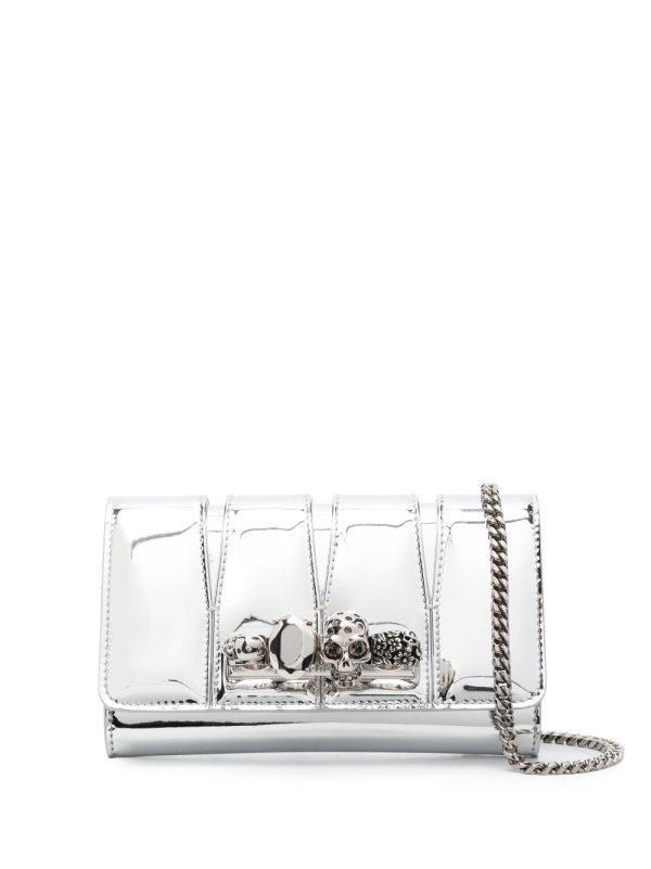 Alexander McQueen Four-Ring patent finish clutch bag