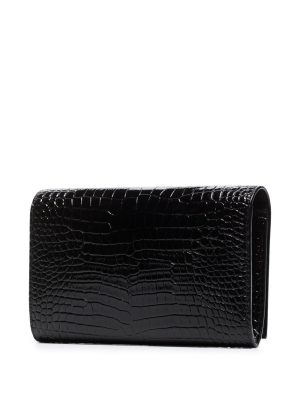 Saint Laurent crocodile-embossed glossy leather crossbody bag