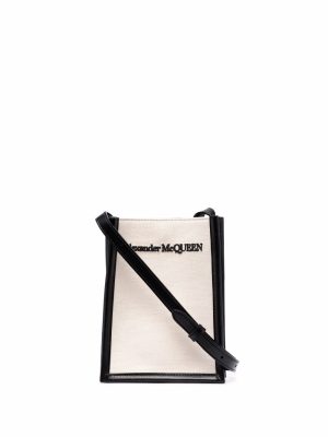 Alexander McQueen embroidered-logo messenger bag