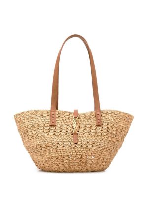 Saint Laurent Pannier straw tote bag