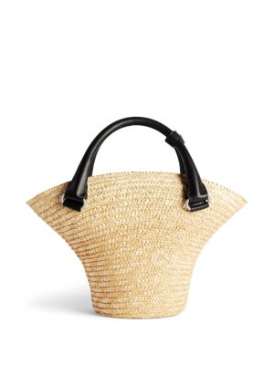Balenciaga mini braided-raffia tote bag