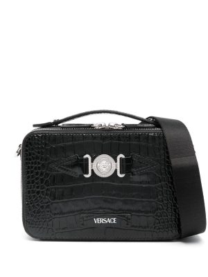 Versace croc-embossed crossbody bag