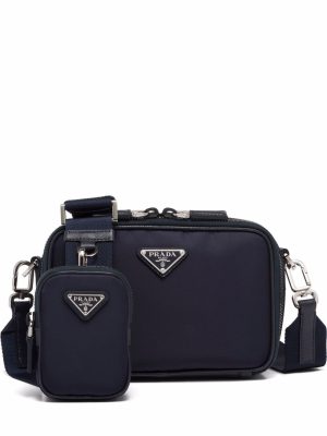 Prada triangle-logo Brique messenger bag