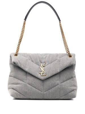 Saint Laurent Puffer denim shoulder bag