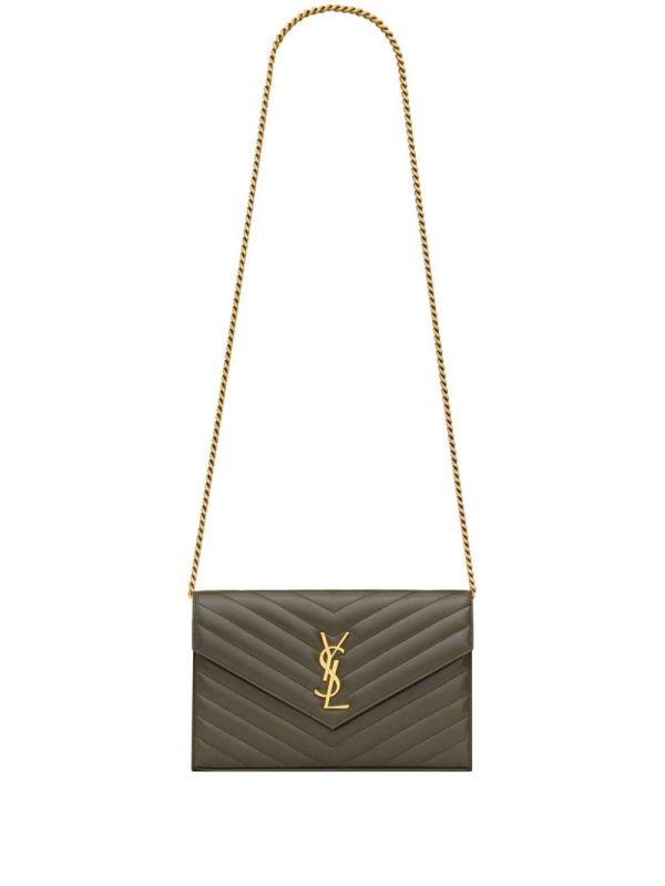 Saint Laurent Cassandre leather chain wallet