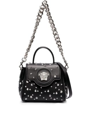 Versace small La Medusa studded top-handle bag