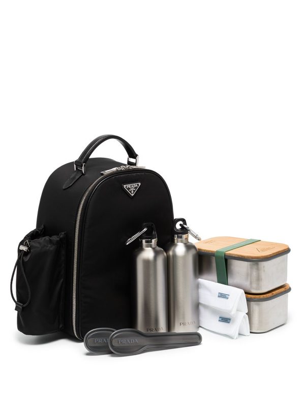 Prada picnic backpack with utensils