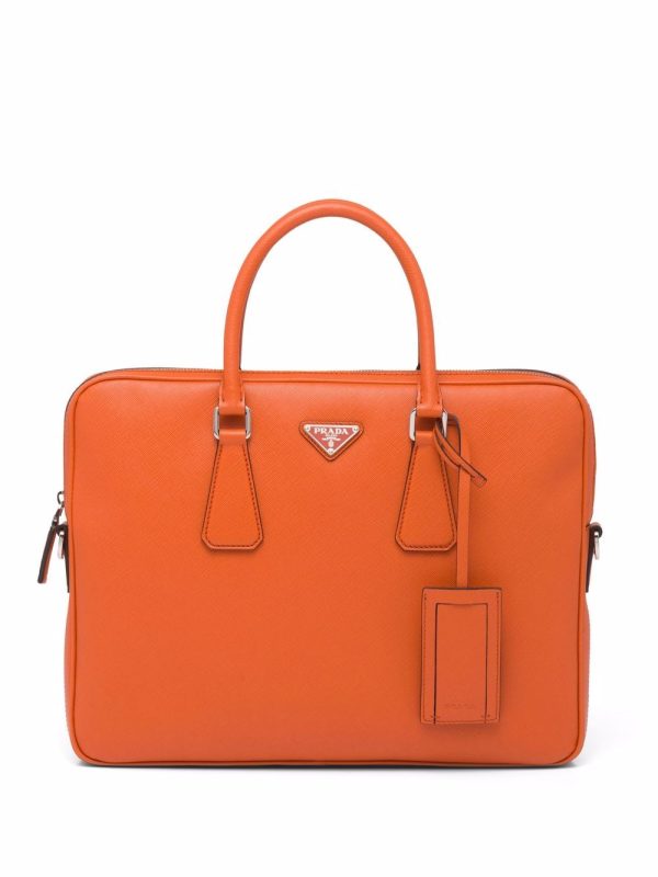 Prada triangle-logo Saffiano leather briefcase