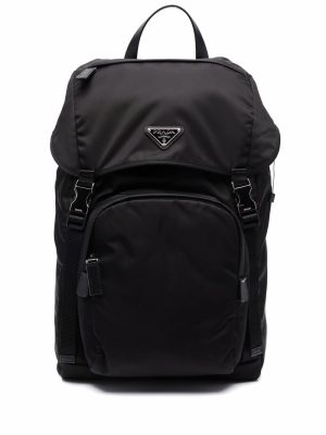 Prada triangle plaque backpack
