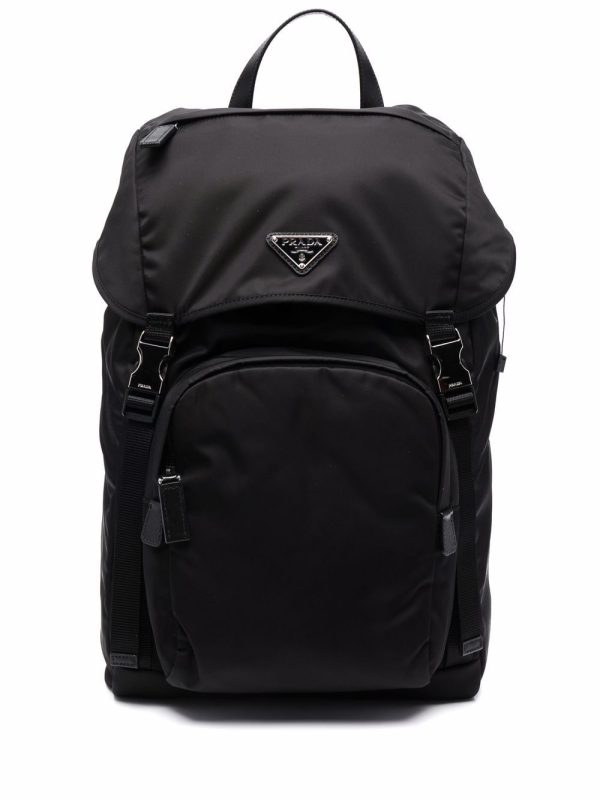 Prada triangle plaque backpack