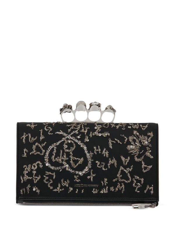 Alexander McQueen small Skull Four-Ring pouch