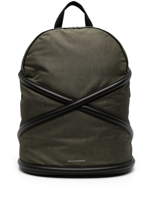 Alexander McQueen crossover-straps logo-print backpack