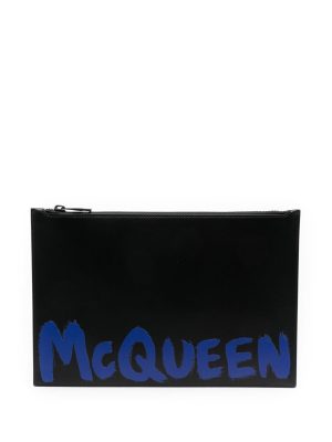 Alexander McQueen Graffiti-print leather clutch bag