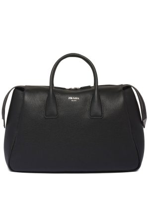 Prada triangle logo leather travel bag