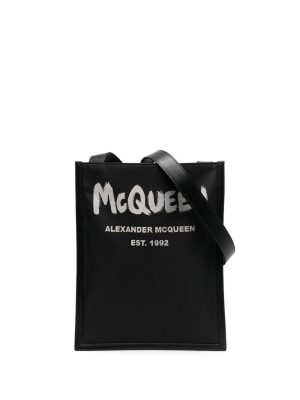 Alexander McQueen graffiti logo-print messenger bag