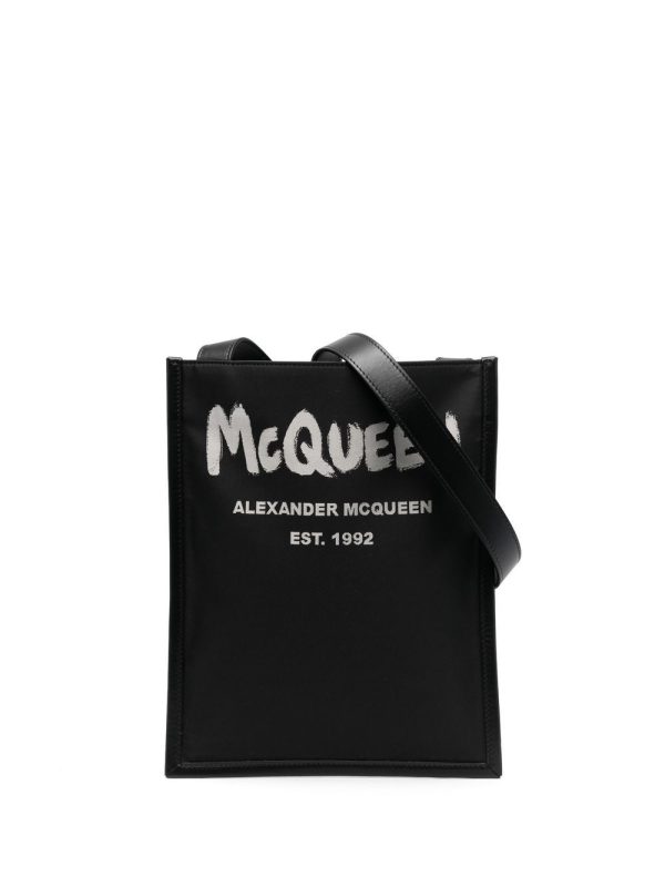 Alexander McQueen graffiti logo-print messenger bag