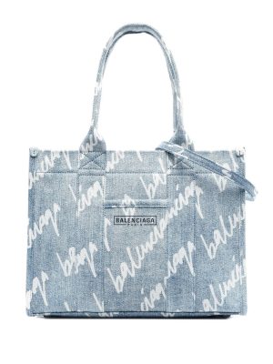 Balenciaga Hardware logo-print denim tote bag